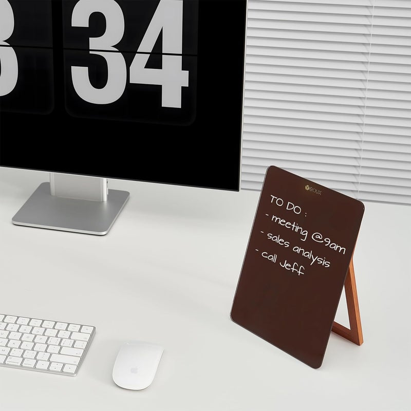 YEOUX Glass Small Whiteboard with Reversible Wood Stand for Desk, Burgundy Red, Mini Dry Erase Board, Desktop Small White Board 9.5"x6.7" for Office, Home, Kitchen, Marker & Eraser Included - Image 5